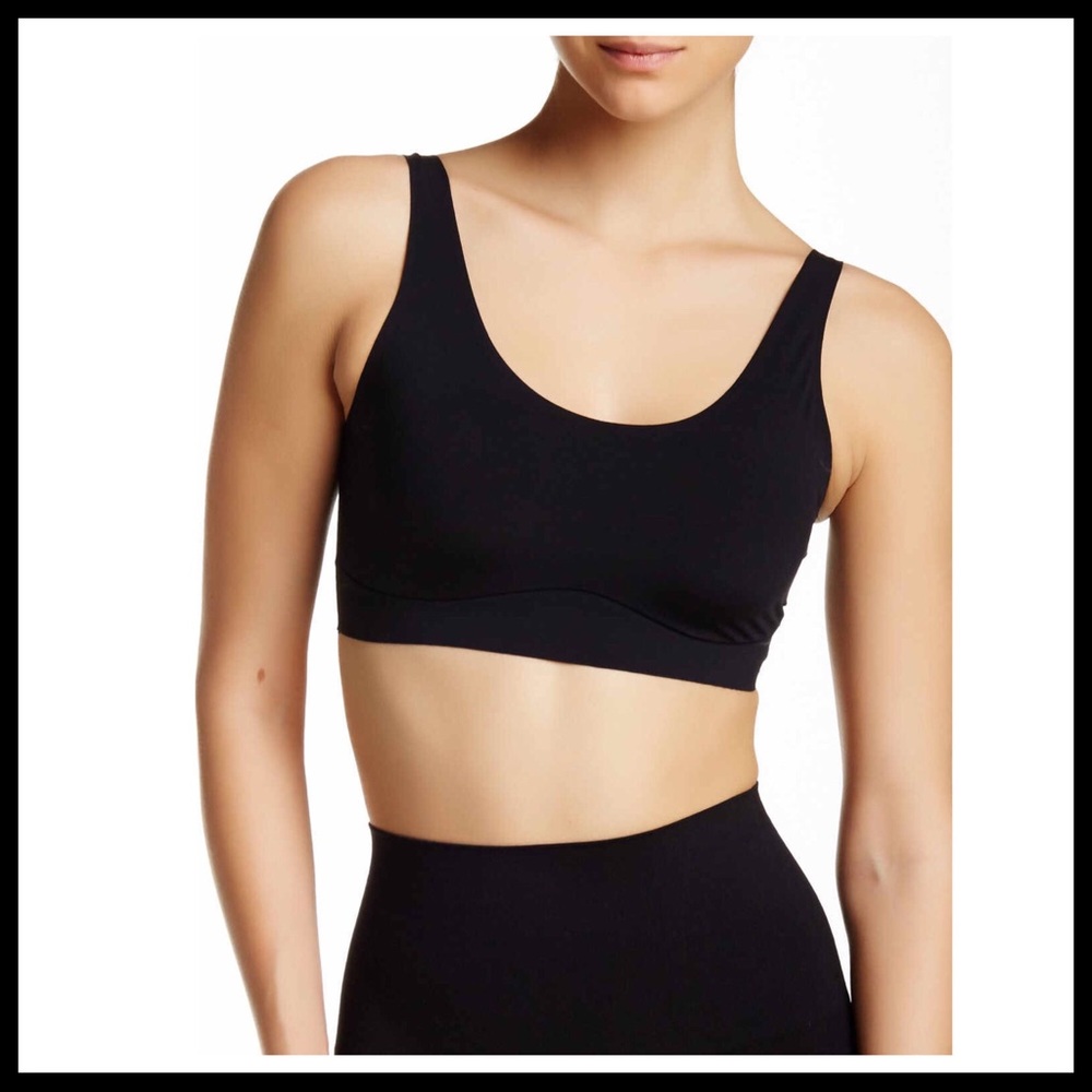 BLACK CROP BRALETTE SHAPER TANK TOP BRA A3C - Picture 6 of 8